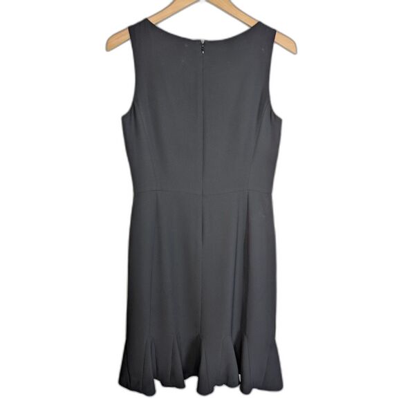 Ann Taylor 100% Silk Black Sheath Dress Size 6 Ruffle Hem Classic Office Work - Picture 2 of 7